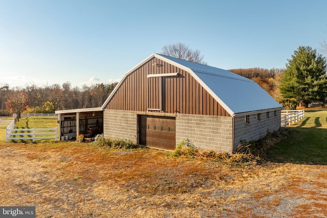 view of outdoor structure featuring a rural view