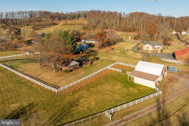 aerial view featuring a rural view