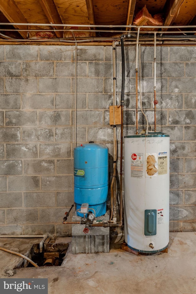 utility room with electric water heater