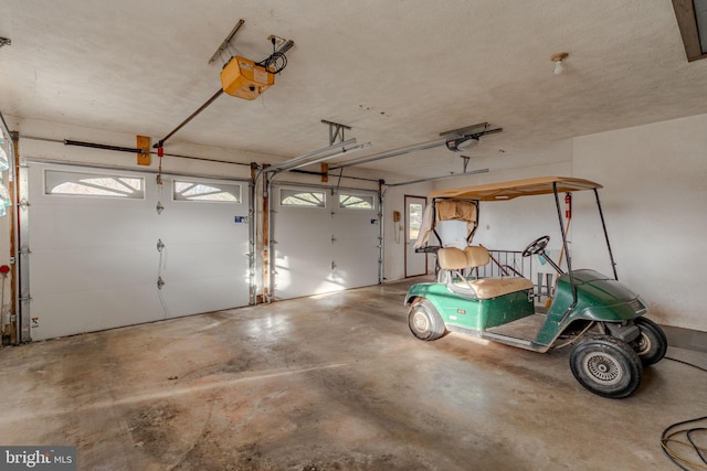 garage with a garage door opener