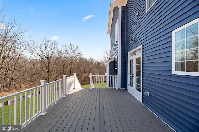 wooden terrace with french doors