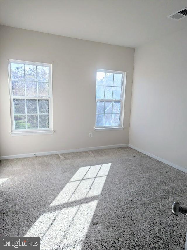 unfurnished room with a wealth of natural light and light colored carpet