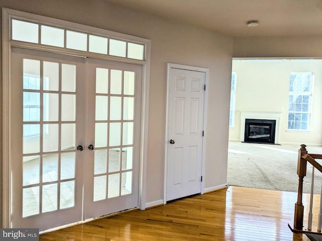 doorway featuring french doors and light hardwood / wood-style floors