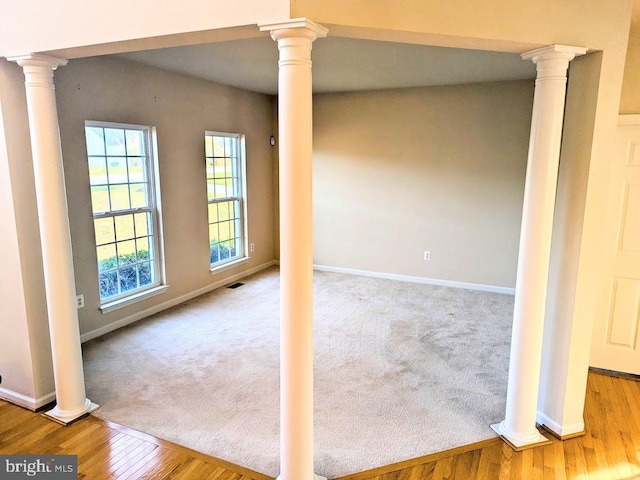 interior space with light hardwood / wood-style floors