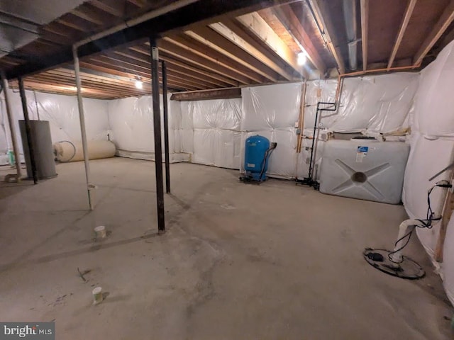 basement with water heater