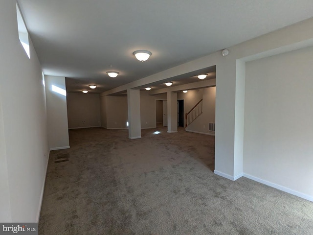 basement featuring carpet floors