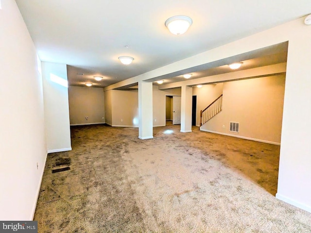 basement with carpet floors