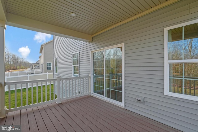 wooden terrace with a yard