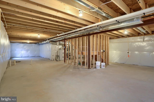 basement with water heater