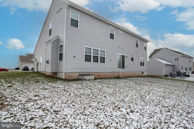 view of snow covered property