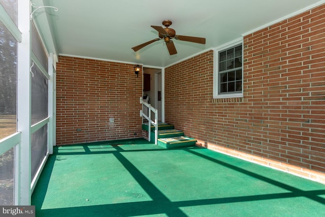 view of patio featuring ceiling fan