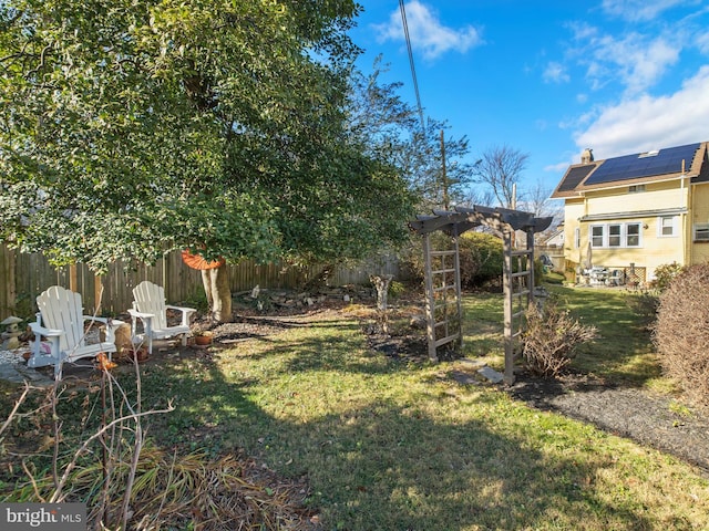 view of yard with a pergola