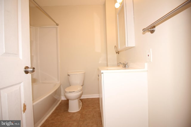 full bathroom featuring tile patterned flooring, vanity, toilet, and tub / shower combination