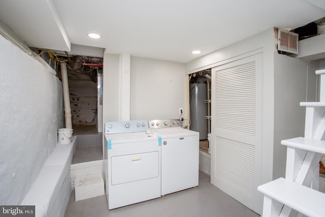 laundry area featuring independent washer and dryer and gas water heater