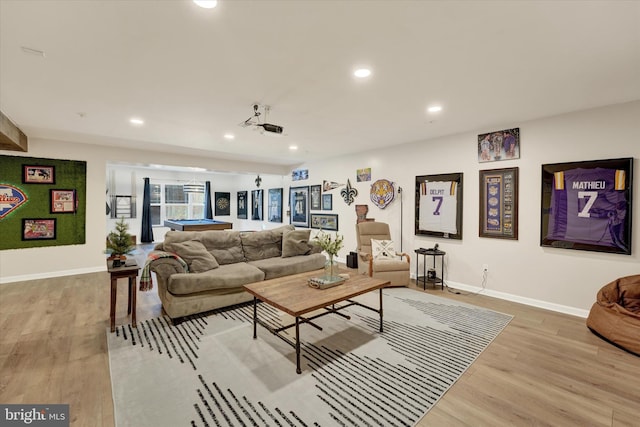 living room featuring light hardwood / wood-style floors