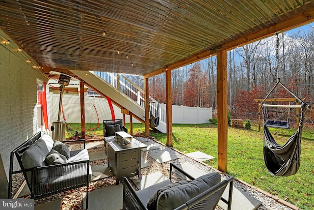 view of patio featuring an outdoor living space