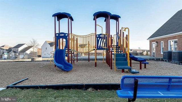 view of jungle gym featuring central AC