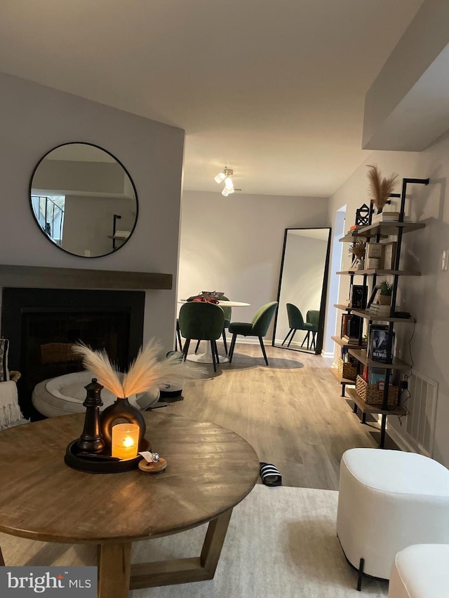 living room featuring light wood-type flooring