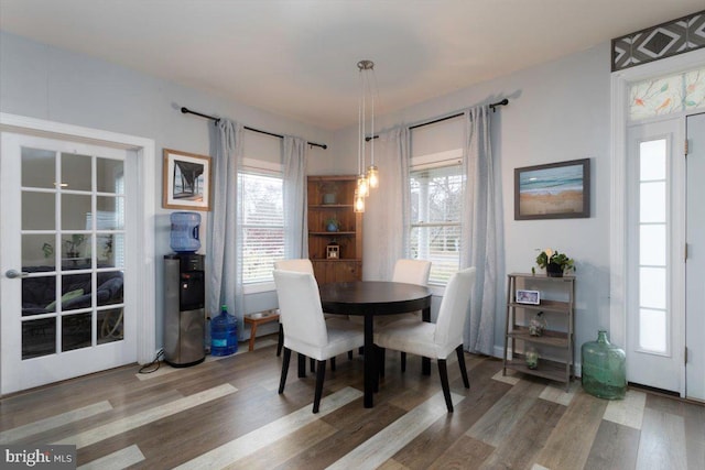 dining room with wood-type flooring