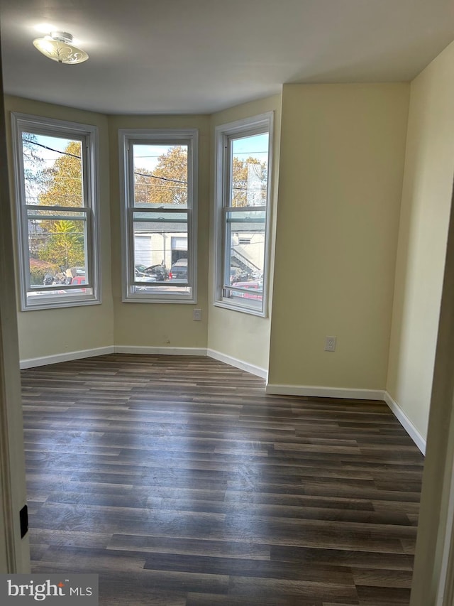 spare room featuring dark hardwood / wood-style flooring