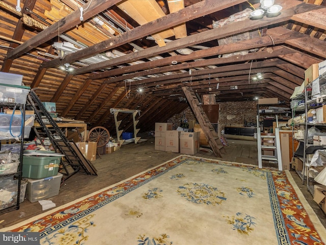 view of unfinished attic