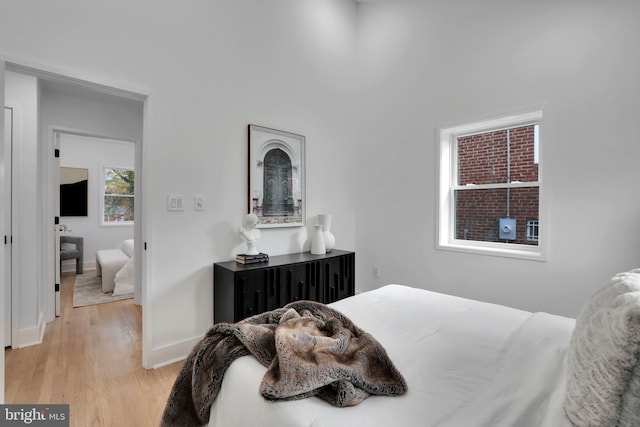 bedroom featuring light hardwood / wood-style floors