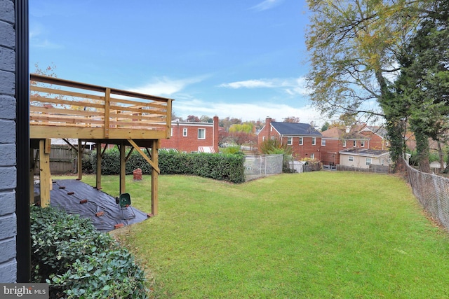view of yard featuring a deck