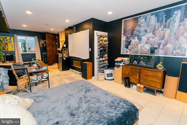 view of tiled home theater room