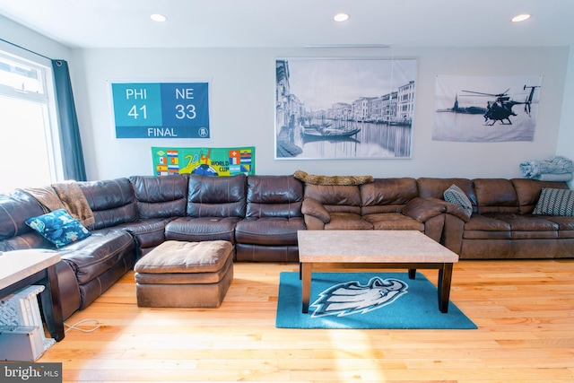 living room with hardwood / wood-style floors