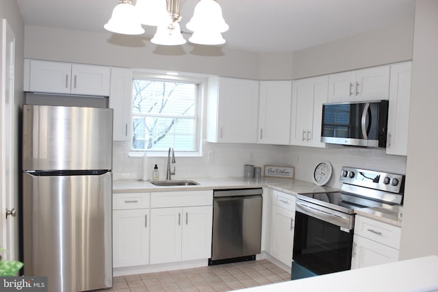 kitchen featuring sink, white cabinetry, and appliances with stainless steel finishes