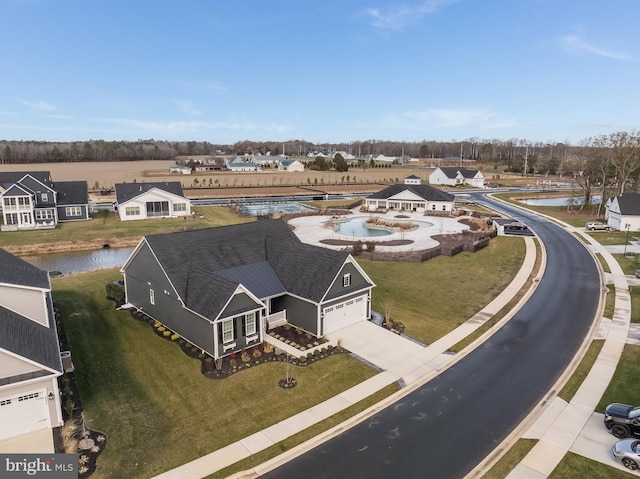 bird's eye view featuring a water view