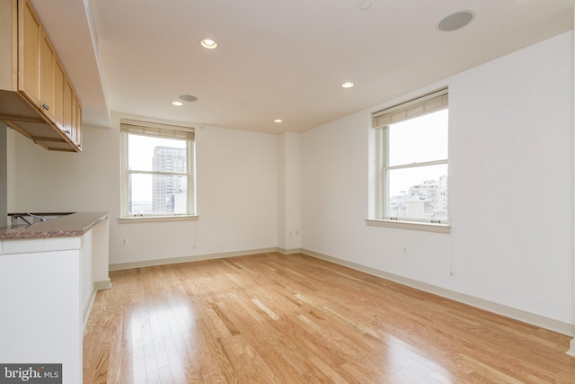 unfurnished living room featuring light hardwood / wood-style flooring