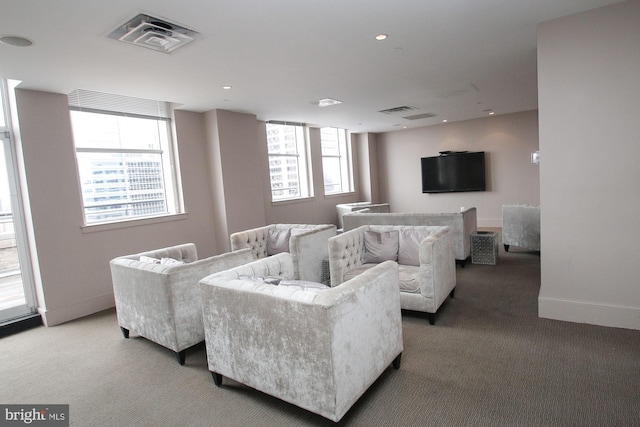 living room featuring carpet flooring