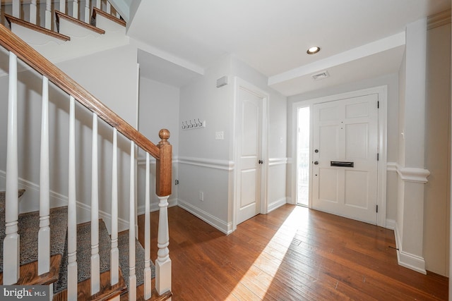 entrance foyer with hardwood / wood-style flooring