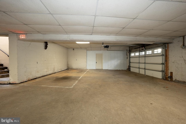 garage with a garage door opener