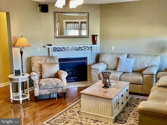 30437 Holts Landing Rd, Dagsboro, DE 19939 - living room featuring wood finished floors and a tile fireplace