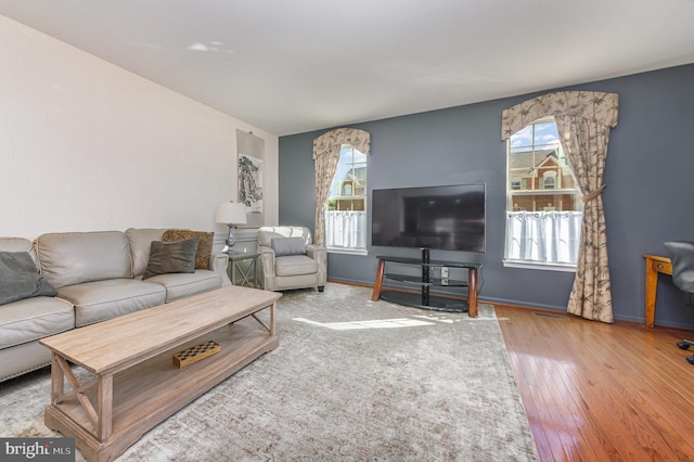 living room with wood-type flooring