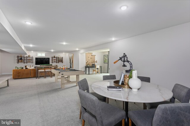 view of carpeted dining room