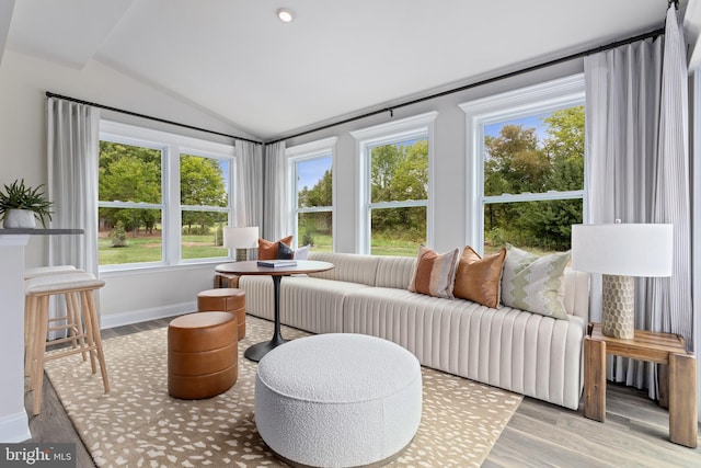 sunroom with vaulted ceiling