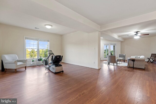 living area with wood-type flooring