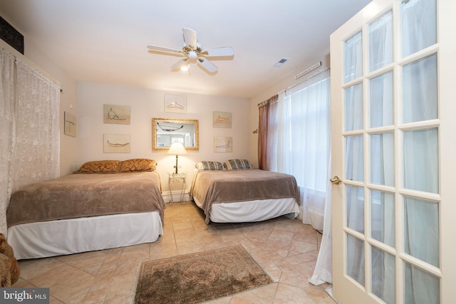 bedroom featuring ceiling fan