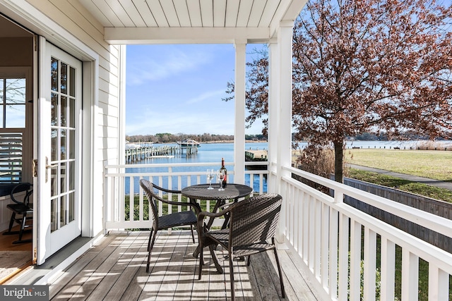 balcony with a water view