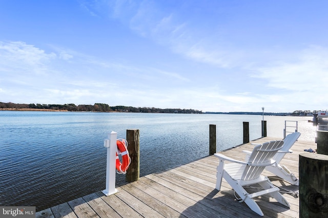 view of dock featuring a water view