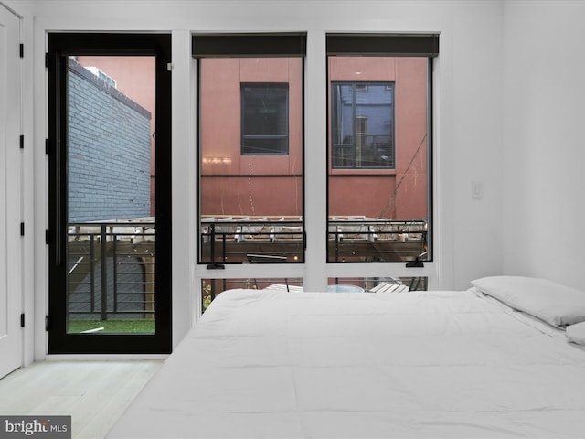 bedroom with light hardwood / wood-style flooring