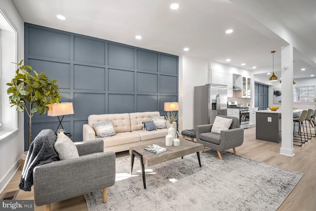 living room featuring light hardwood / wood-style flooring