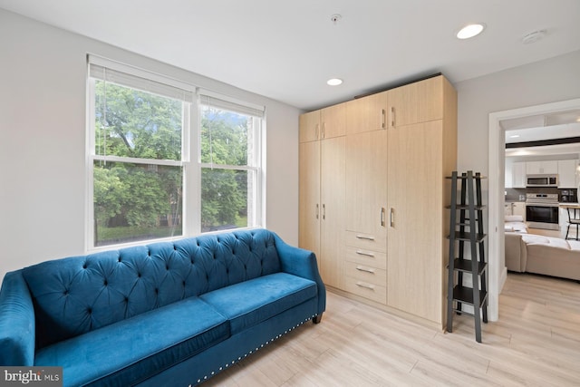 living area featuring light hardwood / wood-style floors