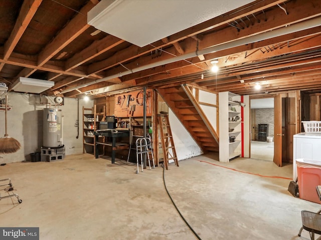 basement featuring water heater