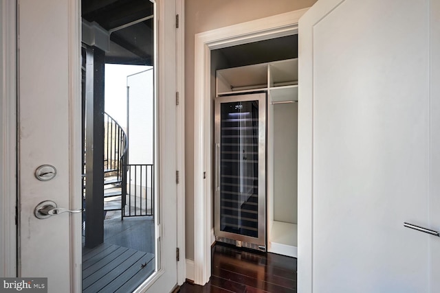 closet with beverage cooler