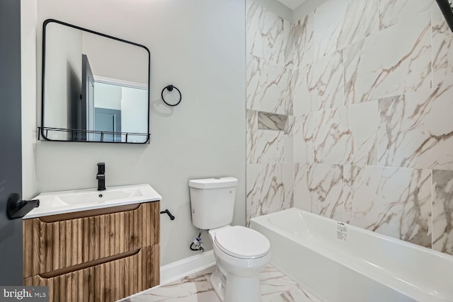 full bathroom featuring vanity, toilet, and bathing tub / shower combination