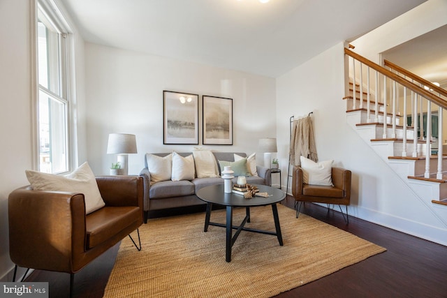 living room with hardwood / wood-style floors